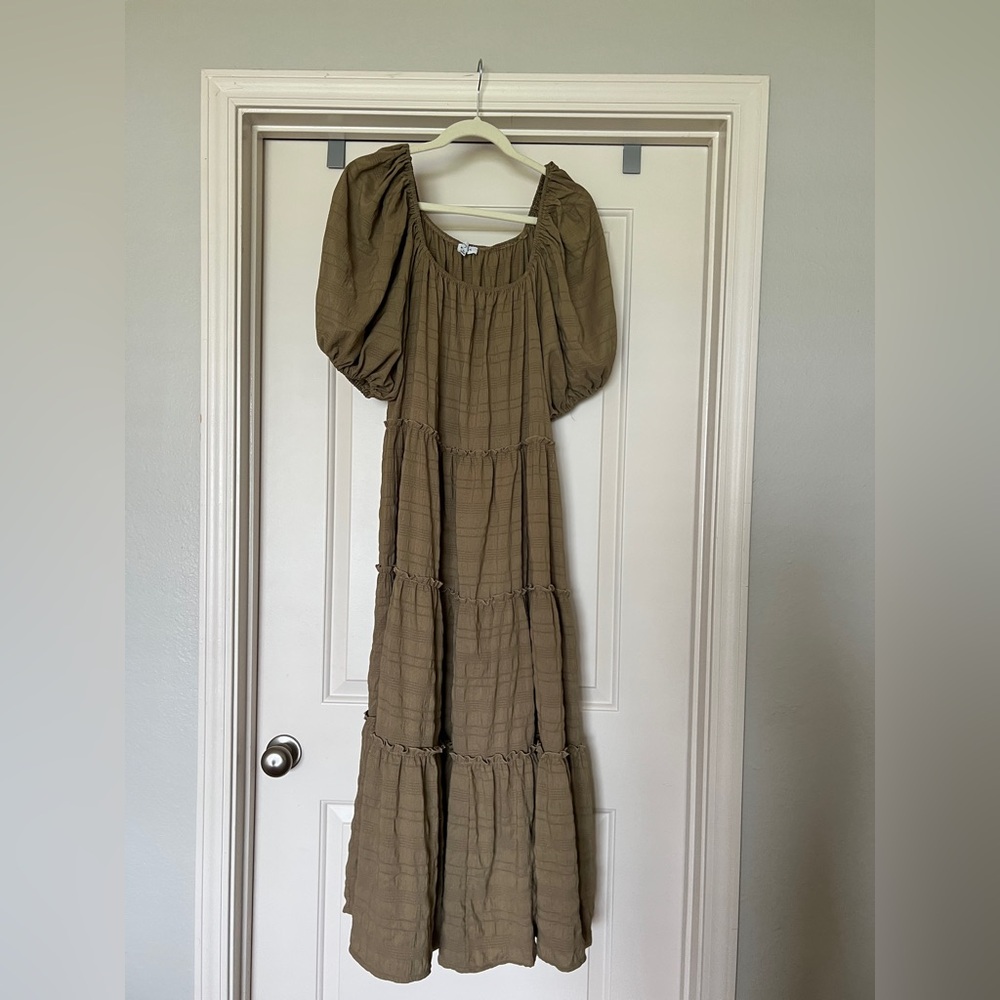 Day Maker Dress// Olive Green tiered maxi dress